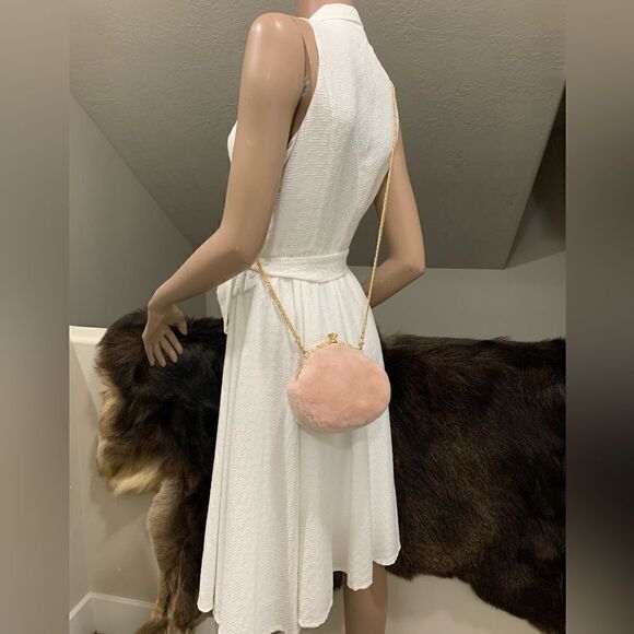 Handmade Cute Real Shearling Perfume Bottle Shaped Clutch/Wristlet/Crossbody - Picture 9 of 15